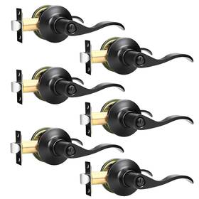 Us10-dl3682xbkbk-6pack Gobekor 6 Pack Privacy Door Levers Interior Handles Black Lever