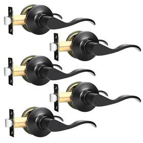 Us10-dl3682xbkps-5pack Gobekor 5 Pack Matte Black Passage Door Levers Interior Handles For Hall