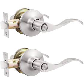Us10-dl3682xsnbk-2pack Gobekor 2 Pack Privacy Door Levers Brushed Nickel Handles Interior With Lock Mod