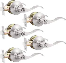 Us10-dl3682xsnbk-5pack Gobekor 5 Pack Brushed Nickel Door Handle Interior Levers Privacy For