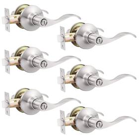 Us10-dl3682xsnbk-6pack Gobekor 6 Pack Privacy Door Levers Interior Handles Brushed Nickel Lever