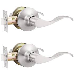 Us10-dl3682xsnps-2pack Gobekor 2 Pack Brushed Nickel Interior Door Handles Passage Levers For Hallway C