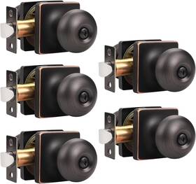 Us10-s08xorbbk-5pack Gobekor 5 Pack Oil Rubbed Bronze Privacy Door Knobs Stainless Steel Keyless Inte