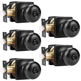 Us10-s08xxbkbk-5pack Gobekor 5 Pack Matte Black Privacy Door Knobs Stainless Steel Keyless Interior Knob