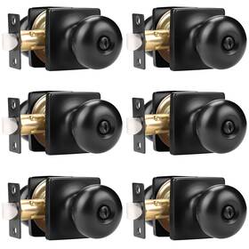 Us10-s08xxbkbk-6pack Gobekor 6 Pack Matte Black Door Knob Privacy Interior Round Knobs For Be