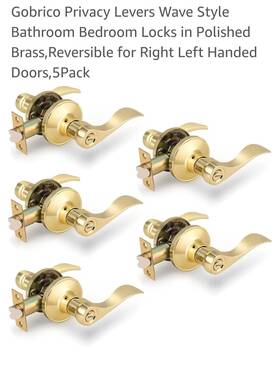 Gobrico 611906126437 New Privacy Antique Brass Lever Handle Door Locks Knobs For Bedroom Or Bathroom