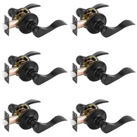 B07jnw4rfw Gobrico 6-pack Wave Passage Interior Door Lever Handles Matte Black Hall/closet