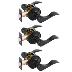B089k6651n Gobrico 3 Pack Matte Black Wave Drop Interior Passage Door Levers Hall/closet