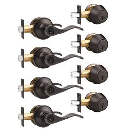 B08q7wpn6j Gobrico 4 Sets Front Entry Door Levers Single Cylinder Deadbolt Combo Oil Rubbed