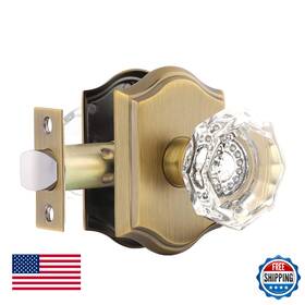 B08t9lhf5k Gobrico Octagonal Diamond Crystal Doorknob In Antique Brass For Hall/closet Pass
