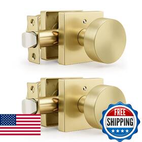 B0dp75fml7 Gobrico Gold Door Knobs Interior Square Rosette 2 Pack Brushed Heavy Duty