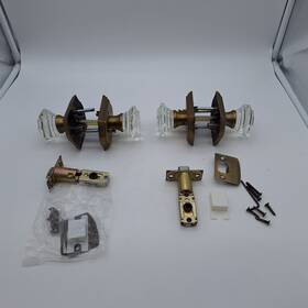 Gbao-bkab-dlc30-2pack Gobrico Privacy Door Lock Sets Crystal Knobs Antique Brass Arched Rosette 2 Pack