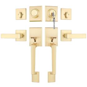 Goldenwarm 313113527518 Double Front Door Lock Set Gold Handle Set/ With Dummy