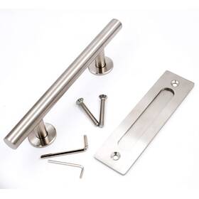 Goldenwarm 716045949340 12 In Sliding Barn Door Handle And Flush Pull Set-7 Inch Hole Cent
