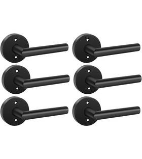 Goldenwarm 726084138018 6 Pack Matte Black Door Handles Dummy Zinc Alloy No-turning Closet Hallway