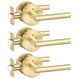B0cktcq1dy Goldenwarm 3 Pack Gold Privacy Lever Door Handles Brushed Interior