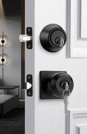 B0f23w43f7 Goldenwarm Exterior Deadbolt And Keyed Entry Door Knob Set Key Front Blac