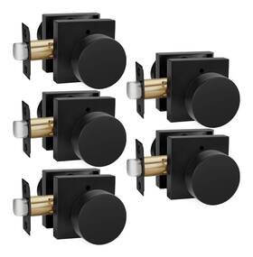 Ms7812bk12-5 Goldenwarm A-su Privacy Door Knob Matte Black Round 5 Pack Adjustable Backset