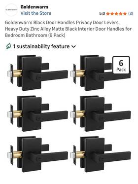 Ms9017bk12-6 Goldenwarm A-gw Black Door Handles Privacy Levers Heavy Duty Zinc Alloy Matte B