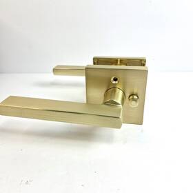 Ms9120gd12 Goldenwarm 6 Pack Gold Door Levers Square Modern Brushed Brass Handle Set Lock