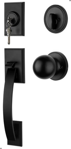 Ms9928bk-1 Goldenwarm #pack Front Door Handle And Deadbolt Set - Black Entry Lock With Reversible Knob M