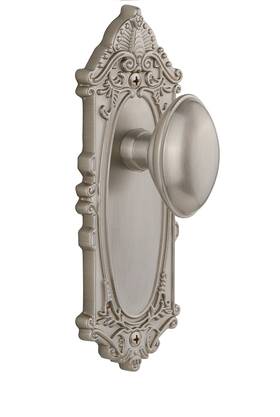 Privacy-2.375 Grandeur 053538212001 Inch Satin Nickel Grande Victorian Plate With Eden Prairie Knob