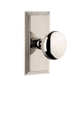 825329 Grandeur 662972253299 Carre Plate Fifth Avenue Knob In Polished Nickel Privacy 2.375
