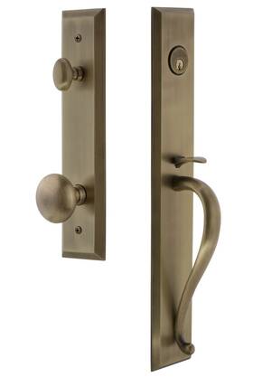 846177 Grandeur 662972461779 Hardware One-piece Handleset With S Grip And Fifth Avenue Knob Backse