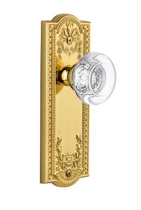 810075 Grandeur Single Dummy Polished Brass Parthenon Plate With Bordeaux Crystal Knob