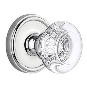 810087 Grandeur Georgetown Rosette Bordeaux Crystal Knob In Bright Chrome Double Dummy