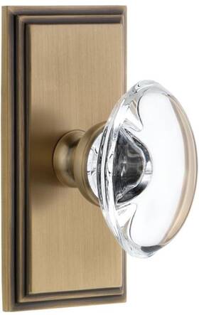 810942 Grandeur Carre Plate Dummy With Provence Crystal Knob In Vintage Brass