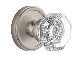822465 Grandeur Geochm Psg 238 Georgetown Solid Brass Rose Passage Door Knob Set S12