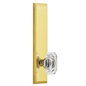 836441 Grandeur Hardware Fifth Avenue Tall Plate Baguette Clear Crystal Nob Gold
