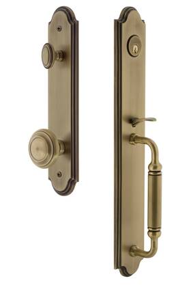 841937 Grandeur Hardware One-piece Handleset Backset Size-2.75 Inch Vintage Brass