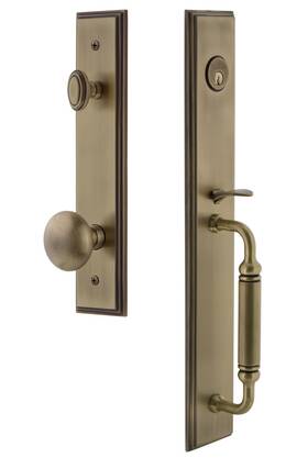 842333 Grandeur Hardware Carreft One-piece Handleset With C Grip And Fifth Avenue Knob