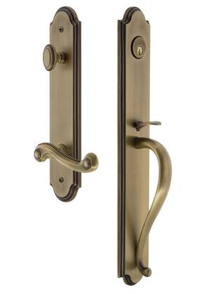 847007 Grandeur Hardware Arc One-piece Handleset With S Grip And Newport Leve