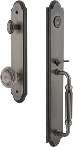 848521 Grandeur Hardware Arc One-piece Dummy Handleset F Grip Circulaire Pewter