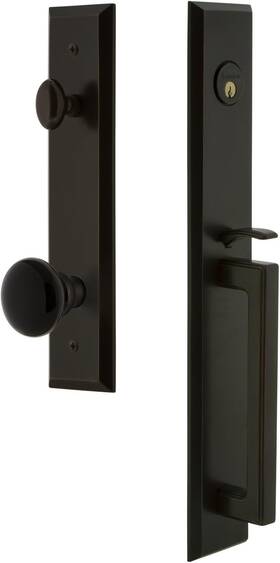 854450 Grandeur Hardware Fifth Avenue Plate D Grip Coventry Knob Bronze 2.375 Inch Backset