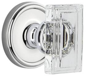 888851 Grandeur Geoccr Psg 234 Cs Carre Crystal Solid Brass Passage Door - Chrome