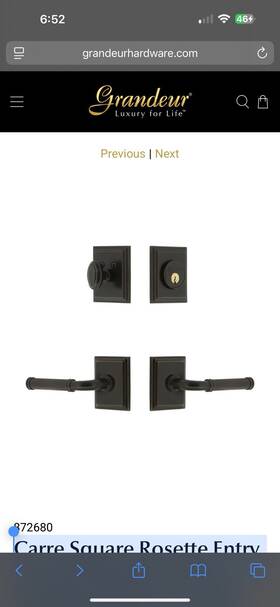 Dt1103-ps-sn Grandeur Carre Square Rosette Entry Set With Soleil Lever - Rh Timeless Bronze