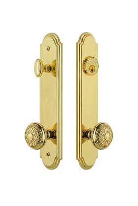 839831 Grandeur Hardware Arc Tall Plate Complete Entry Set With Windsor Knob Backset Size - 2