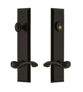 841746 Grandeur Hardware Fifth Avenue Tall Plate Entry Set Timeless Bronze 2.375 Inch Right