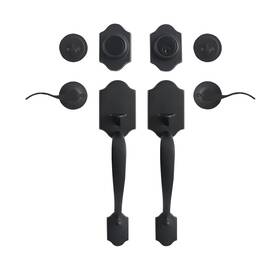 L321020-b-s720 Gua Oyh Front Door Handle Matte Black Double Sets With Dummy Lo