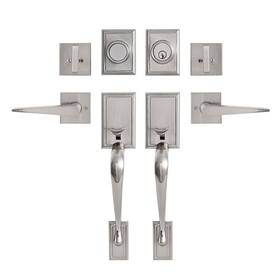 L361516-s-s117 Gua Oyh Double Door Handleset For Entryway Satin Nickel Front Handle Keyed Dummy Do