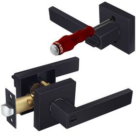 3679mb-bk01 Hade Lion Privacy Matte Black Door Handles Lock Without Keys Square Lever Bathro