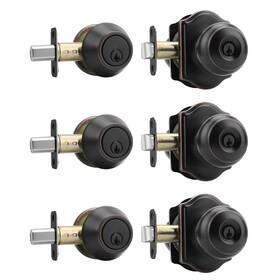 Haidms B0dj32x77t Exterior Deadbolt And Keyed Entry Bronze Door Knob Set Keyed-different