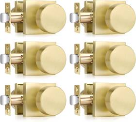 M0314 Haidms Gold Passage Door Knobs Heavy Duty Square Brass Hall And Closet Kno