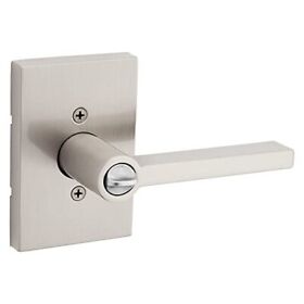 Halifax Entry Lever With Rectangular Rose In Satin Nickel
