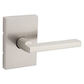 Halifax Passage Lever With Rectangular Rose In Satin Nickel