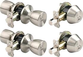 2798-119 Hampton Products Brinks - Bell Style Keyed Entry Door Knob And Single Cylinder Deadbolt Set 2-pa